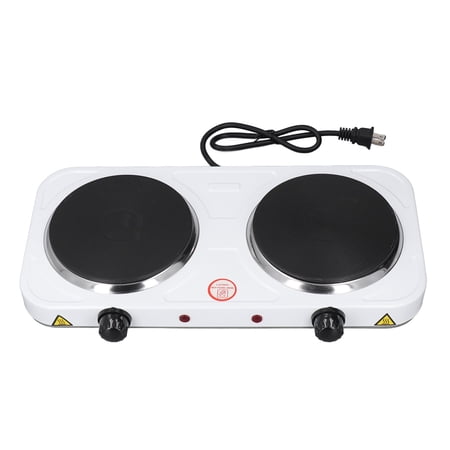 YAHHU Electric Double Hot Plate, 2000W Countertop Cooker Double Burner Stove with Temperature Control (18.1 x 9.8 in / 46.0 x 25.0 cm), White
