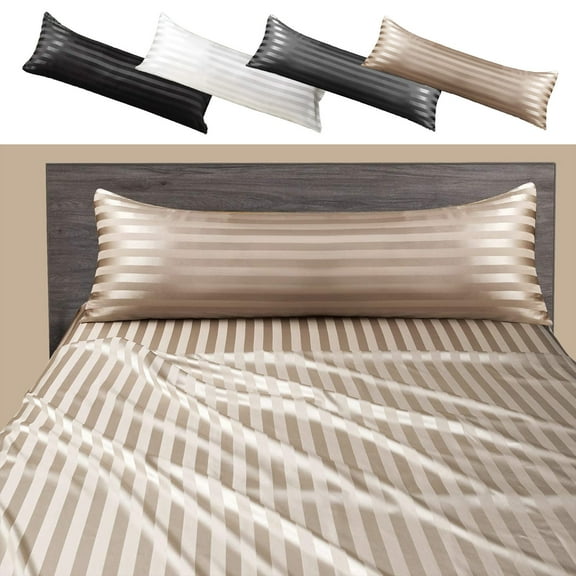 Popular Picks, Vsgery Wrinkle-Resistant Pillowcase, Silk Satin Fabric, Jacquards Design, Solid Color, 20x54in, Pillowcase for Bedding|100%Polyester,Black