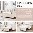 thumbnail image 4 of avobird 3 in 1 Convertible Sleeper Futon Sofa Bed, 55" Pull Out Sofa Bed with Storage Pocket/Side Pocket/2 Pillows for Living Room, Beige, 4 of 6