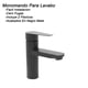thumbnail image 2 of Monomando Lavabo U Ovalin Baño Rubinett Acero Inox 304 Negro Mate, 2 of 5