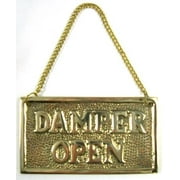 Hanging Solid Brass Fireplace Damper Open Closed Sign