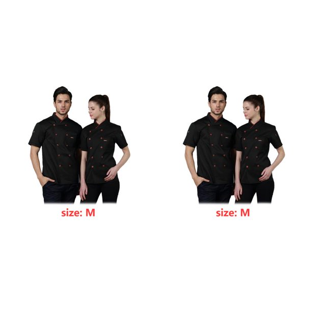 Bewildely Camisas de uniforme de Chef de algodón para hombres, abrigo de Chef, botones de delantal con bolsillos delanteros, bandas para el sudor para Type1 NO1 Bewildely CBP575906