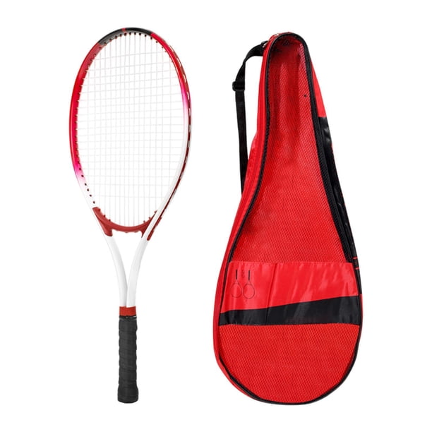 Raqueta de tenis Raqueta de tenis de tenis Interior entrenamiento al aire libre Mango resistente a la choque con bolsa para Jardín de estudiantes Ejercicio de estudiantes Rojo