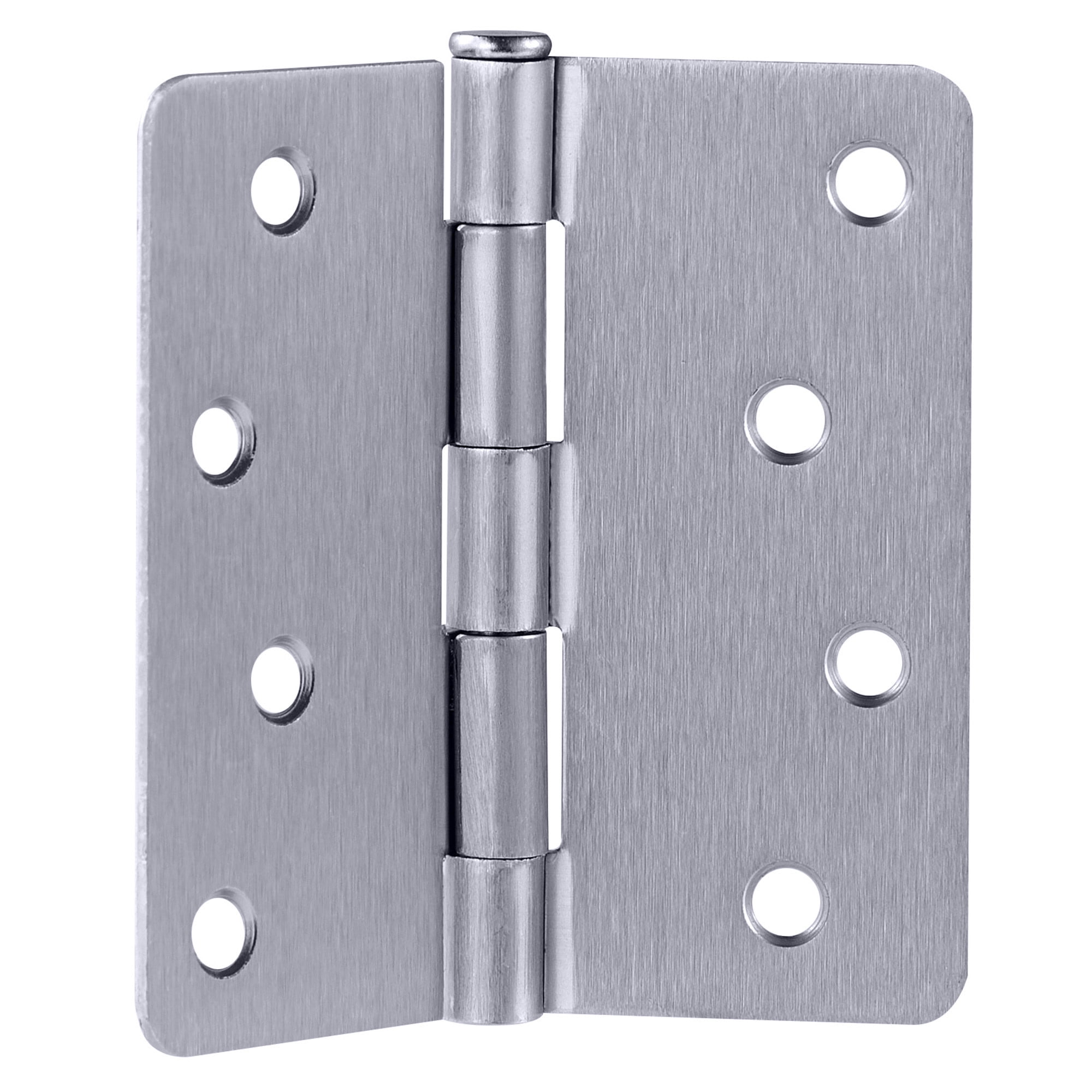 Brushed Chrome Steel Plain Bearing Door Hinge with Removable Pin, 4 x 4 in. 1/4 in. Radius, 3-Pack