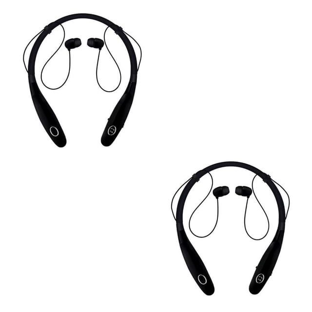 Seitruly Auricular Bluetooth nuevo, auriculares inalámbricos para correr, deportes, sonido de graves, auriculares inalámbricos con micrófono para Negro 2piezas