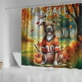 thumbnail image 4 of Hello Fall Pitbull Football Welcome Autumn with Leaves Pumpkins Shower Curtain Terrier Dog Lover Waterproof Bathroom Bathtub Curtain - 00012, 4 of 5