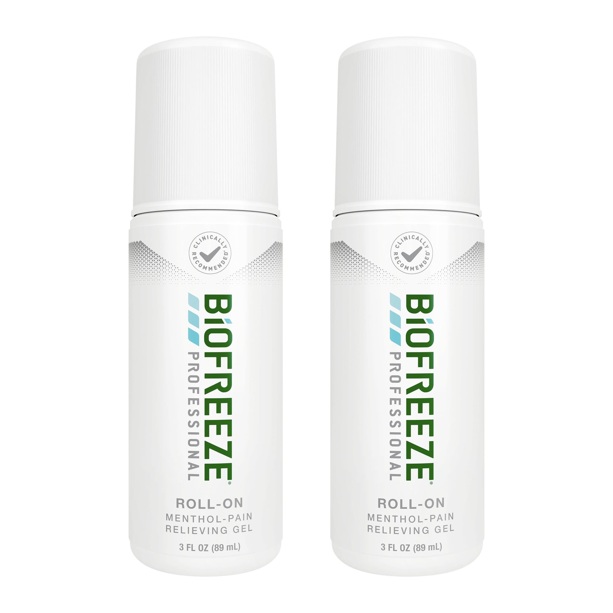 Biofreeze Professional Menthol Roll-On Pain-Relieving Gel 3 FL OZ, Green (Pack Of 2) Topical Pain Relief For Muscles And Joints From Arthritis, Backache, Strains, Bruises, & Sprains (Package May Vary)