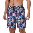 thumbnail image 1 of Balery cool Skull colorful Bañador para hombre, shorts de playa de secado rápido con entrepierna y forro de compresión-Small, 1 of 6