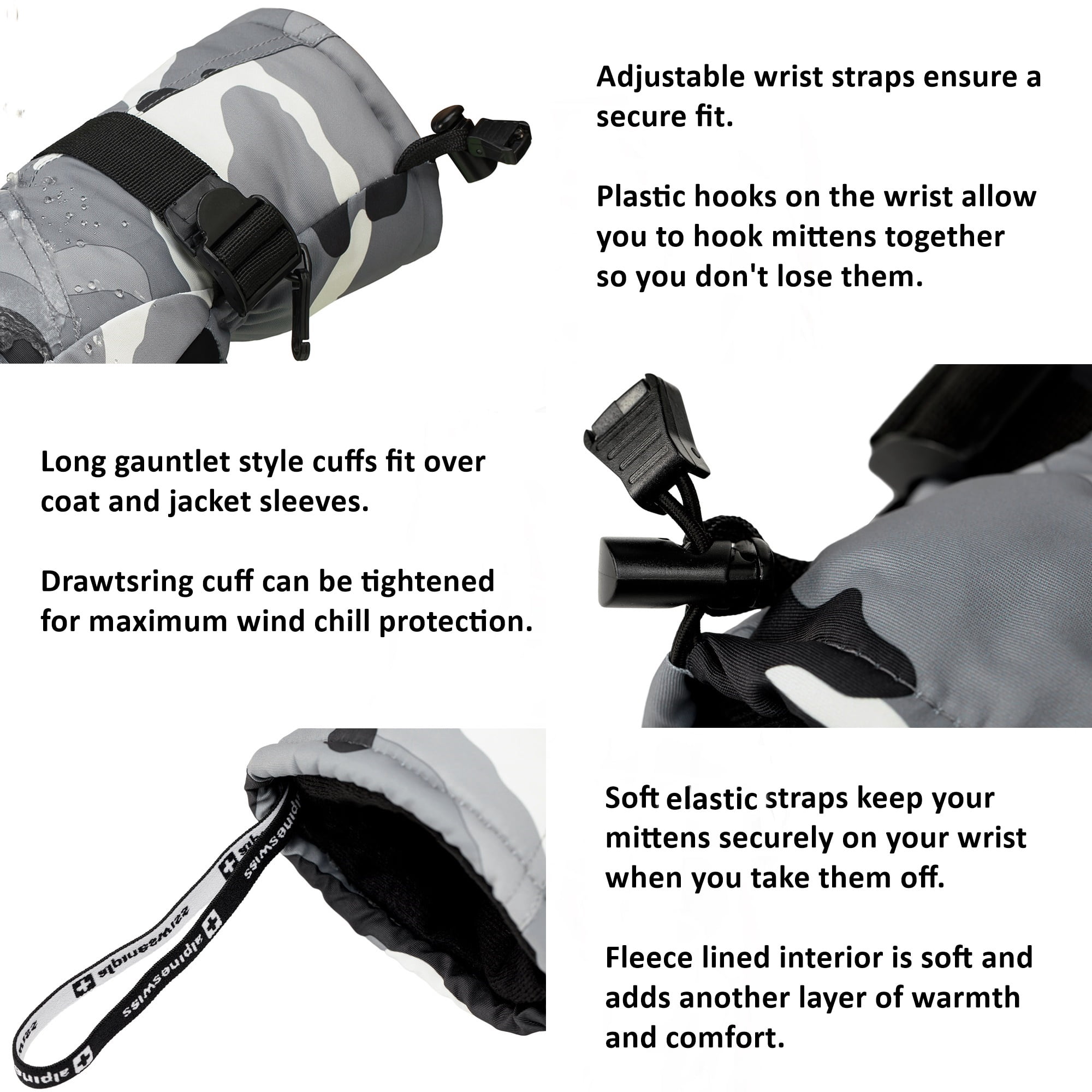 Alpine Swiss Mens Waterproof Ski Mittens 3M Thinsulate Winter Snow Sport Gloves
