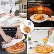 12 x 14 Inch Aluminum Pizza Peel,Metal Pizza Spatula Set with Foldable Wooden Handle, Pizza Rocker Cutter, Pizza Server