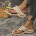 thumbnail image 6 of IUJSOY Womens Flip Flops Summer Wedge Shoes Cushion Footbed Boho Sandals Orthopedic Dress Slides, 6 of 6