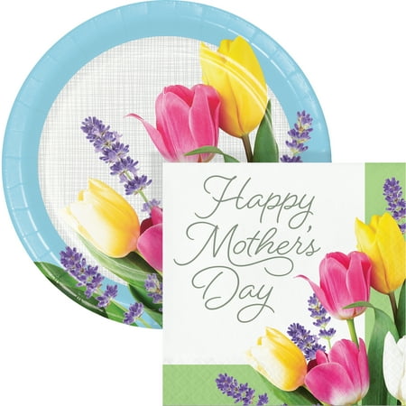 Creative Converting Assorted Colors Mother's Day Paper Party Supply Sets, (72 Pieces)