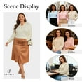thumbnail image 5 of SHEWIN Plus Size Sweatshirt for Women V Neck Henley Tops Long Sleeve Shirts Business Blouses Lightweight Basic Tees Trendy Cute T Shirts Fall Clothes Brown 1X, 5 of 9
