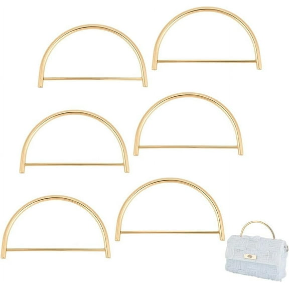 6 pc Metal D Bag Handles for Bag Making Golden 73x121.5x5.5mm