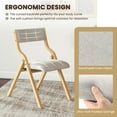 thumbnail image 3 of Spaco Set of 2 Wooden Folding Dining Chair with Linen Fabric Padded Seat and Backrest-Natural, Lounge Chair, Dining Room Chair for Kitchen, Dining, Bedroom, Living, 3 of 6