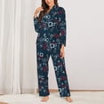 thumbnail image 2 of Balery Navy Blue Geometric Conjunto de Pijama con Estampado para Mujer, Conjunto de Dos Piezas con Manga Larga, Ropa de Dormir Suave con Bolsillos, Pijamas Cómodos-Small, 2 of 7