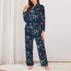 thumbnail image 2 of Balery Navy Blue Geometric Conjunto de Pijama con Estampado para Mujer, Conjunto de Dos Piezas con Manga Larga, Ropa de Dormir Suave con Bolsillos, Pijamas Cómodos-Small, 2 of 7