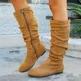 thumbnail image 6 of Dasayo Slouch Boots for Women Yellow Western Mid-Calf Round Toe Wide Width Soft Boots Woman Shoes 43, 6 of 9