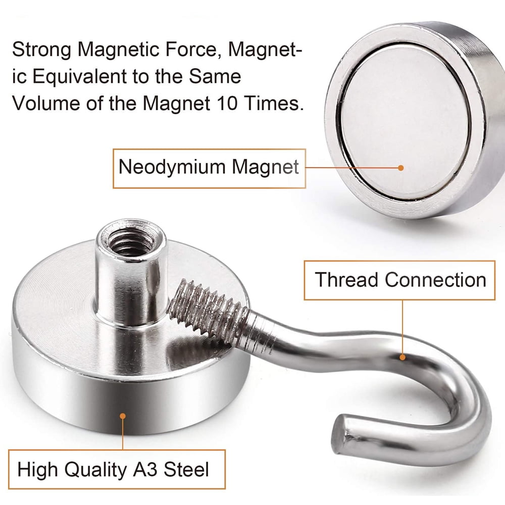 Skycarper Strong Magnetic Hooks, Silver, 22Lbs, Magnets Hanger for Refrigerator,Heavy Duty Ceiling Hooks for Classroom, Cruise,Kitchen, Workplace, Office, Garage, 24PCS