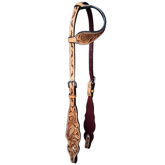 HILASON Western Horse One Ear Headstall American Leather Floral Tan