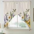 thumbnail image 2 of Sunflowers Swag Valances for Windows, Kitchen Curtains 36 Inch Length 2 Panels Set, Yellow Purple Floral Elegant Pastoral Rustic Short Curtains for Small Windows Rod Pocket Cafe Curtains 28"x36", 2 of 8