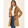 thumbnail image 2 of DARING DIVA Women's Hooded Toggle Button Up Duffle Coat Winter Outwear Camel XS, 2 of 6
