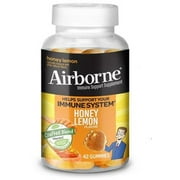 Airborne Gummies Honey Lemon Vitamin C D & E Zinc Immune Support -- 42 Gummies