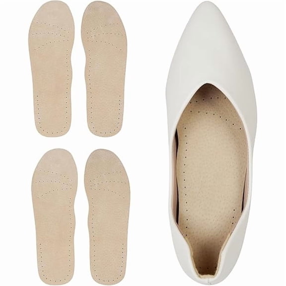 USBSO 2 Pairs Pigskin Sockless Insoles|Barefoot Cushion Pads|Absorbs Sweat & Controls Odor|Wear Without Socks|Extra Thin Dress Shoes Inserts Women for High Heels Flats Sneakers Medium 8-9.5Size