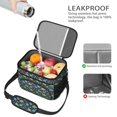 thumbnail image 4 of Dinosaur and Foliage Dark Blue Pattern Insulated Lunch Box for Women Men, Medium Leakproof Cooler Bag with Adjustable Strap, 10"x6.7"x8", 4 of 6