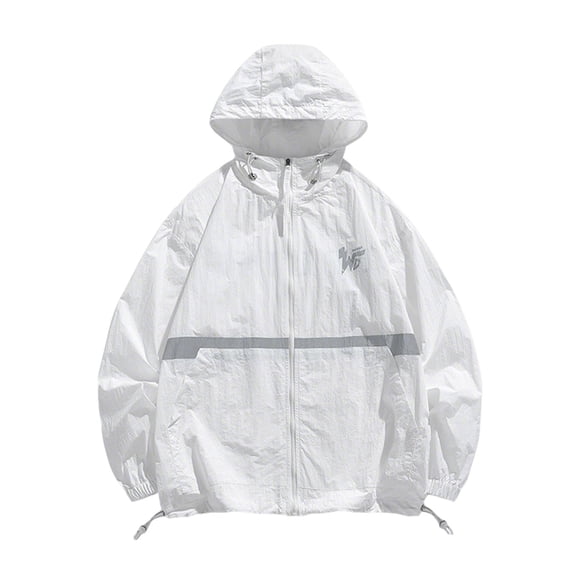 QSAWXQZ Men's Reflective Sun Protection Windbreaker UPF 50 Zip up Lightweight Hooded Jacket Loose Breathable Outdoor Activewear with Pockets XL