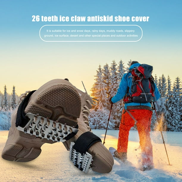 Crampons, Couvre-chaussures De Ski 14 Dents, 1 Paire De Crampons à Glace  Pour La Marche Alpinisme Escalade Randonnée Gris