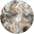 thumbnail image 3 of Round Marble Table Cloth, Elastic Waterproof Sand Brown Retro Marbling Texture Fitted Tablecloth for 52" Tables, Polyester Backed Wipe Clean Table Covers for Dining, Camping, Outdoor, 3 of 6