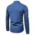 thumbnail image 3 of dmqupv Big And Tall Shirt And Casual Color Solid Linen Stand-Up Collar Long-Sleeved Mens Large Long Sleeve T Shirts Navy XX-Large, 3 of 5