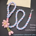 thumbnail image 5 of Hand Woven 4-Strand Dog Leash with Flower Charm, 120cm Anti-Pull Training Rope, Cute Colorful Cotton Blend Lead for Medium & Large Dogs, 5 of 5