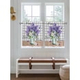 thumbnail image 2 of Purple Lavender 2 Panel Kitchen Curtains for Small Windows, Spring Butterfly Daisy Watercolor Gray Bathroom Tier Curtain, Short Window Treatment for Bedroom/Living Room 55"x36", 2 of 6