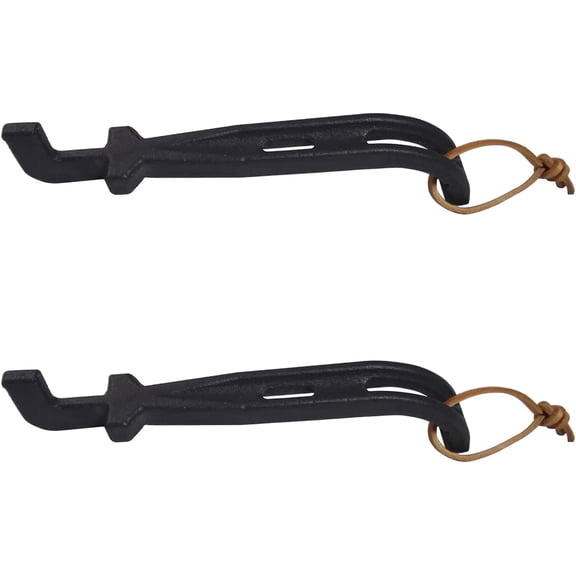 2 Pack Grill Grate Lifter, Cast Iron Cooking Grid Lifter, Barbecue Universal Grate Lifter Tool for Most Charcoal Grills and Gas Grills, Grate Hook, Grate Handle