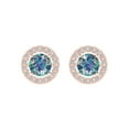 thumbnail image 3 of 14K Solid Gold Screw Back Stud Earrings for Women | 1.24 cttw Round Cut Blue Moissanite | Rose Gold, 3 of 5