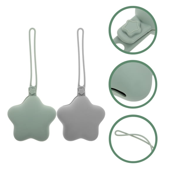 MLINS 2PCS Silicone Pacifier Holder Case Silicone Newborn Pacifier Pouches for Baby Boys and Girls Portable Silicone Pacifier Container Case