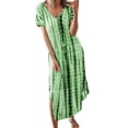 thumbnail image 1 of Sexy Dance Robes Maxi pour Femmes Robe T-shirt à Col en V Tunique Robe d'Été T-shirt Ample Vert Fluorescent m, 1 of 6