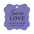 thumbnail image 1 of Darling Souvenir S'More Love Personalized Wedding Favor Tags Bonbonniere Hang Tags-Lavender-50 Tags, 1 of 1