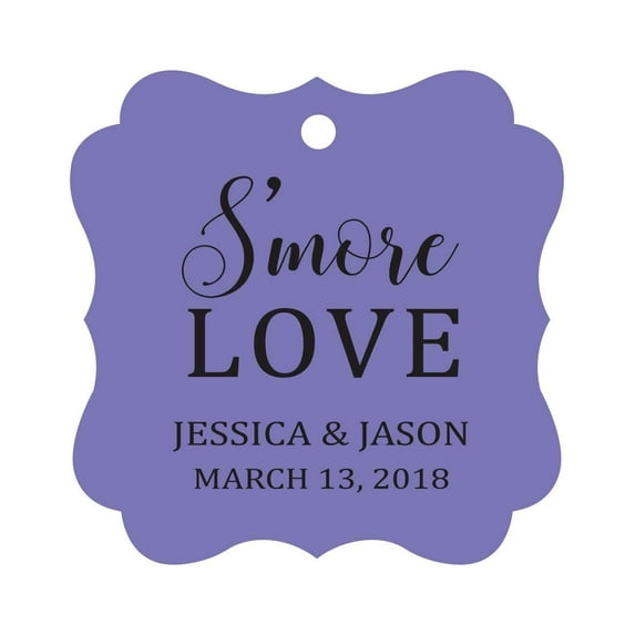 Darling Souvenir S'More Love Personalized Wedding Favor Tags Bonbonniere Hang Tags-Lavender-50 Tags