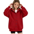 thumbnail image 3 of fatyb Hoodies for Boys Girls Long Sleeve Button down Sweatshirt Kids Plain Hooded Jacket with Pockets, 3 of 7