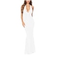 thumbnail image 2 of QATAINLAV Dresses for Women Casual Halter Neck Backless Slit Party Dress Fashion Sequin Glitter Wedding Guest Dresses Bodycon Cocktail Dress White XXXL, 2 of 5