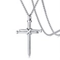 thumbnail image 1 of Collar de hombre con personalidad punk con colgante de cruz de clavo de acero fundido de acero de titanio, 1 of 5