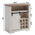 thumbnail image 2 of 30" Farmhouse Storage Cabinet with Sliding Barn Door & Wine Shelf, for Kitchen, Living Room, Antique White + Oak, 2 of 10