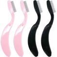 thumbnail image 1 of Folding Eyelash Comb, 4 Pcs Eyebrow Comb Metal Teeth, Professional Tool For Define Lash & Brow,11cm,pink*2pcs, Black*2pcs, 1 of 5