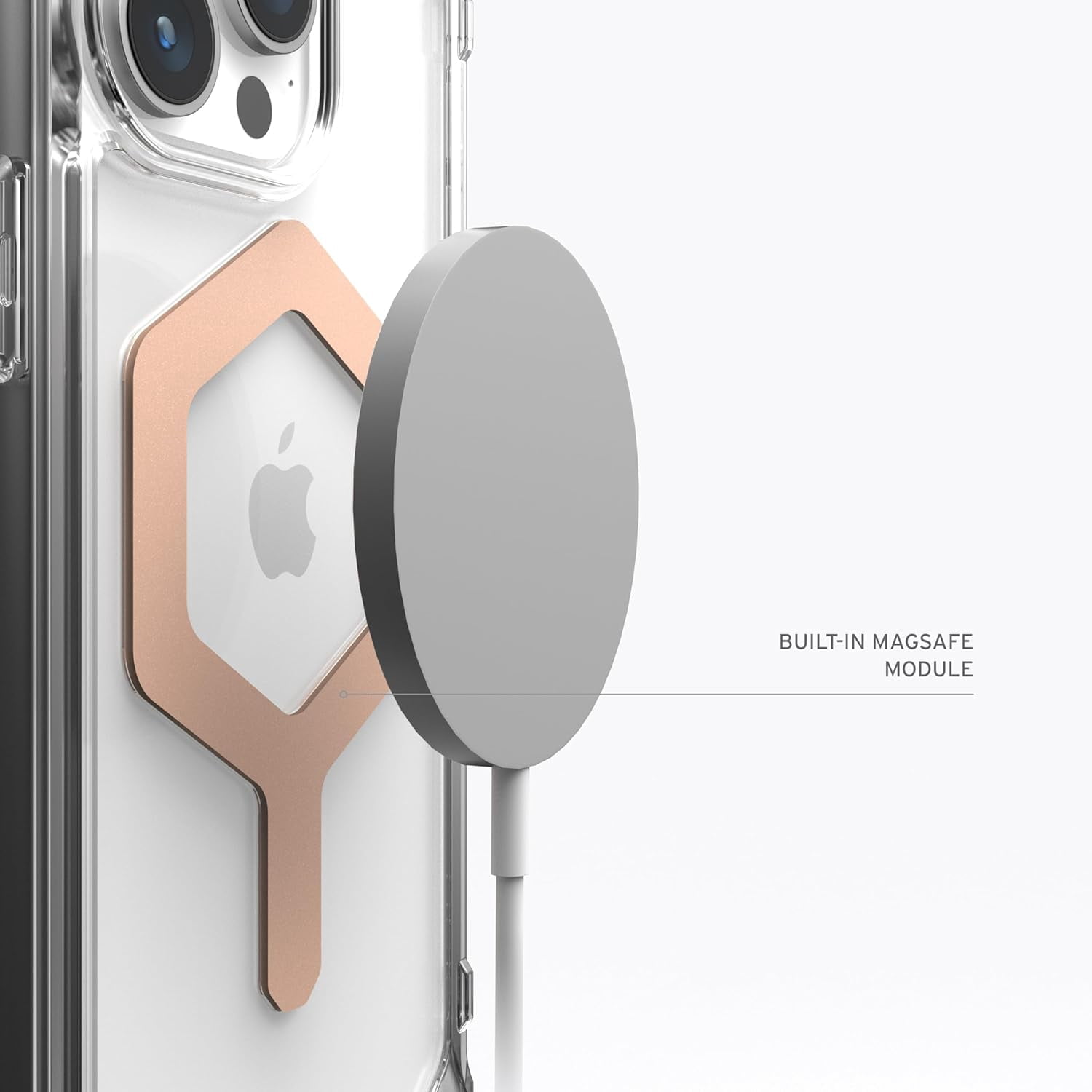 UAG iPhone 15 Pro Max Case 6.7" Plyo Ice/Rose Gold Built-in Magnet Compatible with MagSafe Charging Rugged Anti-Yellowing Transparent Clear Protective Cover by URBAN ARMOR GEAR