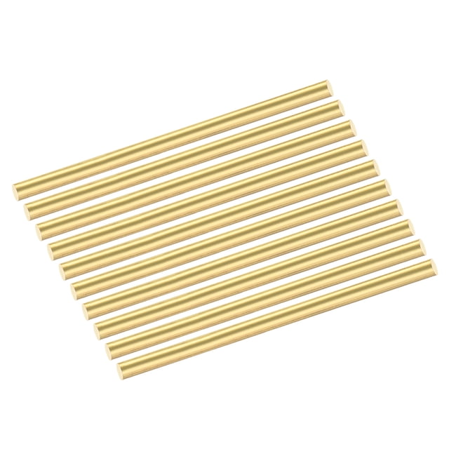 Uxcell 10pcs Brass Rods (6mm)1/4 Inch x (100mm)4 Inch Brass Solid Round Bar for Knife Handles Pin DIY Craft