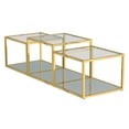 thumbnail image 1 of Table de Basse Multi-Niveaux Contemporaine en Métal et Verre, Jeu de 3 - Or, 1 of 7