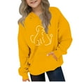 thumbnail image 2 of Spazoro Girls Hooded Sweatshirts, Long Sleeve Love Print Fashion Soft & Comfy Fall Winter Tops for Girls Yellow Size 5 T, 2 of 4